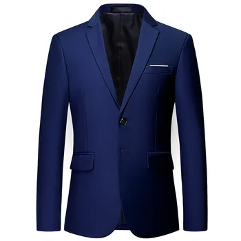 Плюс Размер 6XL-M, мужской высококачественный блейзер, бренд 2024, приталенный однотонный пиджак, модное деловое повседневное платье для светской вечеринки