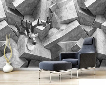 Пользовательские обои Beibehang серый 3D абстрактный геометрический цементный квадратный лось художественный фон украшение стен живопись 3D обои