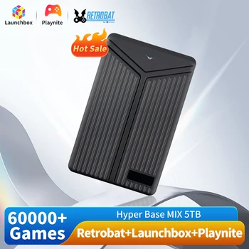 Портативный внешний жесткий диск Retrobat Launchbox Playnite 3-в-1 емкостью 5 ТБ с 60000 играми в стиле ретро/ПК для PS4/PS3/WII/WIIU