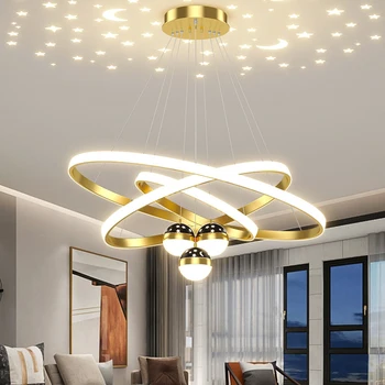 Постмодернистская золотая и черная светодиодная люстра в стиле лофт, подвесной светильник с высоким потолком для интерьера гостиной спальни