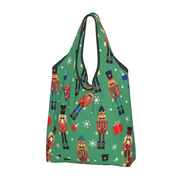 Праздничный щелкунчик, сумка для покупок, женская забавная праздничная рождественская сумка для покупок, сумка через плечо, сумка большой вместимости