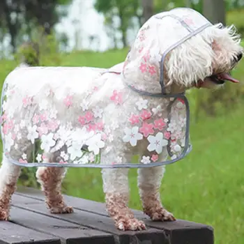 Практичный дождевик для собак, легко моющийся в дождливые дни, идеально подходящий Прозрачный дождевик для собак с цветочным рисунком