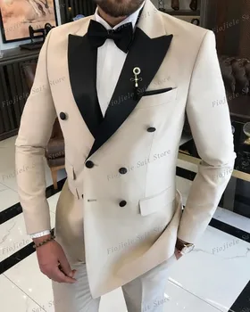 Приталенный мужской деловой костюм Жениха, Жениха на свадьбе, выпускного вечера, официального мероприятия, Смокинг, куртка из 2 частей, брюки
