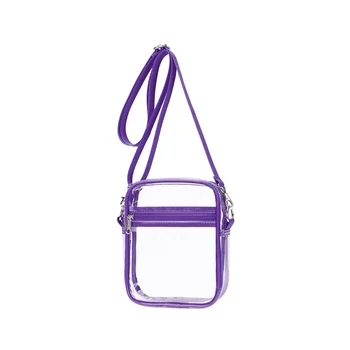 Прозрачная сумка, одобренная стадионом, прозрачная сумочка с регулируемым плечевым ремнем для занятий спортом на открытом воздухе, фиолетовая