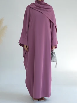Рамадан Мусульманская Абайя Цельное Молитвенное Платье Турция Nida Batwing Abayas для Женщин Дубай Кафтан Хиджаб Халат Джилбаб Исламская Одежда