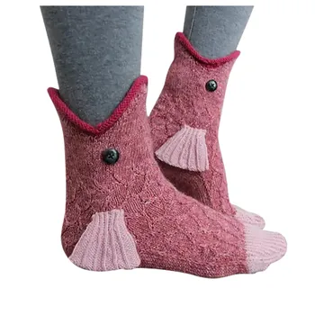 Рождественские Новые вязаные носки с крокодиловой кожей, вязаные носки с животными, забавный узор для вязания, вязаные манжеты, Рождественские Зимние домашние теплые носки, один размер
