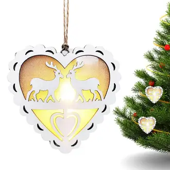 Рождественские фонарики, декоративные фонарики, винтажные фонарики, деревянный светодиодный фонарь в форме сердца, милый декор с ремешком для дома
