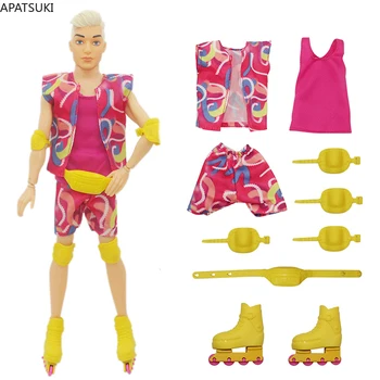 Розовый комплект одежды для катания на коньках из модного фильма для куклы Ken Boy, верхнее пальто, шорты, обувь, аксессуары для катания на коньках, аксессуары для кукол 1/6 части