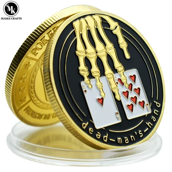 Рука мертвеца Lucky Coin Казино Texas Hold'em Card Press Металлическая покерная карта-защита фишек Challenge Подарок для коллекции монет