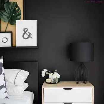 Самоклеящиеся обои из ПВХ, декоративная виниловая матовая черная клейкая бумага для мебели в гостиной, настенных кухонных шкафов.