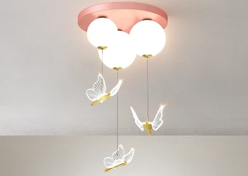 Светильник для детской спальни Современный минималистичный креативный светильник с воздушным шаром и бабочкой, уютный и романтический потолочный светильник для комнаты мальчиков и девочек
