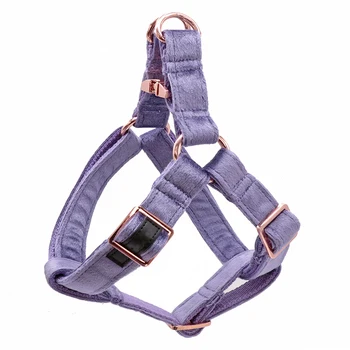 Светло-фиолетовая бархатная шлейка для собак, базовый поводок для собак, Регулируемая пряжка, хлопчатобумажная ткань для собаки или кошки