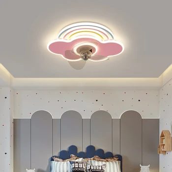 Светодиодный вентилятор Люстра Потолочный вентилятор освещение детской комнаты 360 градусов качающаяся голова тихий прохладный потолочный светильник лампы для комнаты