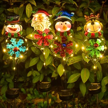 Светодиодный солнечный светильник Санта Клаус, Снеговик, ночник с лосем, Рождественский Водонепроницаемый пейзаж, сад, украшение дома, Новый 2024 год