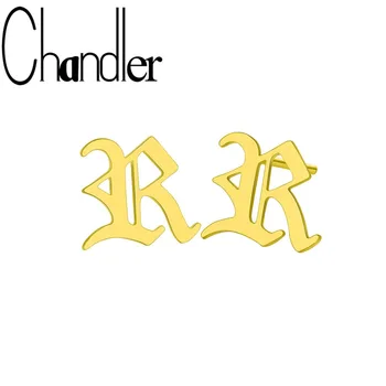 Серьги-гвоздики Chandler с 26 буквами в верхнем регистре R, женские простые изысканные вечерние маленькие металлические серьги