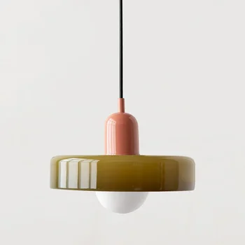 Скандинавский стеклянный светодиодный подвесной светильник Makaron для столовой, кухни, ресторана, бара, настольной подвесной лампы, Ретро люстры Lustre