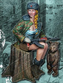 Современная сидячая девушка в разобранном виде с набором миниатюрных моделей на основе фигурки из смолы, неокрашенная