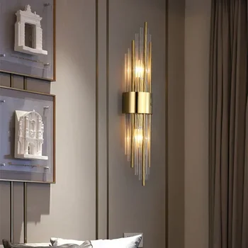 Современные светодиодные золотые настенные светильники Nordic Luxury Внутреннее настенное освещение Украшение дома для гостиной спальни Прикроватная тумбочка Лестница Настенный светильник