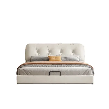 Современный дизайн Двуспальной Кровати Для хранения вещей King Queen Size Из Бархатной ткани
