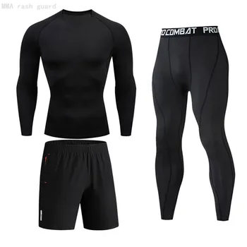 Спортивное нижнее белье с защитой от солнца, мужская черная рубашка с длинным рукавом, компрессионные леггинсы 
