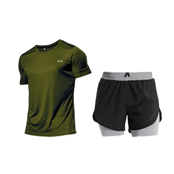 Спортивный костюм для бега, мужская летняя быстросохнущая одежда, шорты три четверти, снаряжение для марафона, свободный вечер, утренний тренажерный зал, фитнес