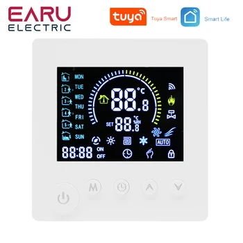 Термостат TUYA WiFi, регулятор температуры воды, электрический подогрев пола TRV AC90V-240V 3A 16A, цифровой ЖК-дисплей, настенный