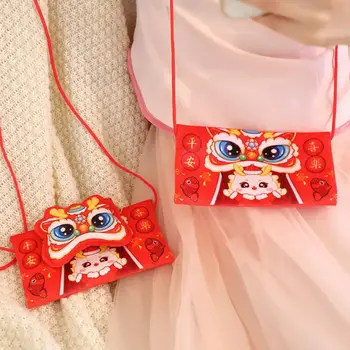 Тканевый Китайский Плюшевый кошелек с драконом, креативный мультяшный Красный пакет, Китайский кошелек с драконом, Счастливый Кошелек для детей