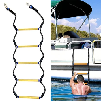 Удлинитель морской веревочной лестницы 5-ступенчатая веревочная лестница для лодки Легкая лестница для плавания