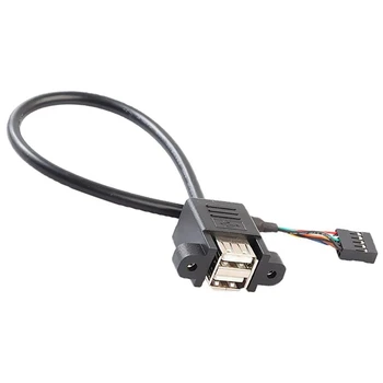 Удлинительный кабель с двойным разъемом USB 2.0 на 9-контактный кабель-преобразователь для материнской платы с разъемом F на M