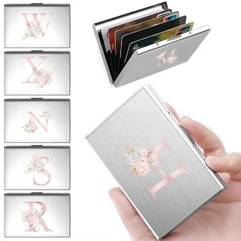 Ультралегкий женский зажим для кредитной карты, металлический зажим для именной карточки унисекс, простой дорожный кошелек с розовым цветочным принтом.
