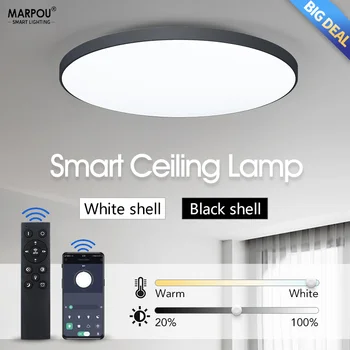 Умный водонепроницаемый потолочный светильник со светодиодной подсветкой для украшения домашней комнаты 80 Вт 220 В Bluetooth WIFI Приложение для дистанционного управления Временем затемнения