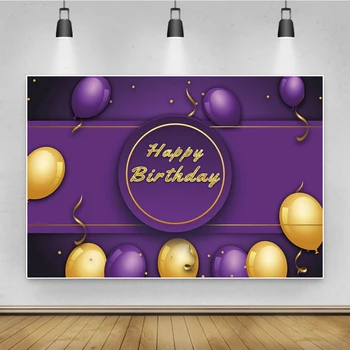 Фиолетовый фон Laeacco для фотосъемки с Днем Рождения, баннер, декор из воздушных шаров, индивидуальный фон для фото девушки, фотостудия