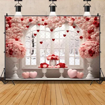 Фоновые рисунки на День Святого Валентина SHUOZHIKE, Реквизит, Настенный свадебный орнамент в виде розы, фон для вечеринки в виде сердца, AL-05