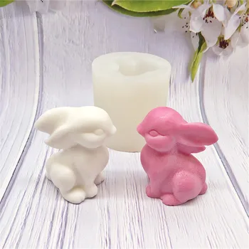 Форма для свечей своими руками, милый 3D Пасхальный кролик, формы для кролика из смолы, Силиконовый муссовый торт, форма для шоколадного десерта, Принадлежности для изготовления свечей