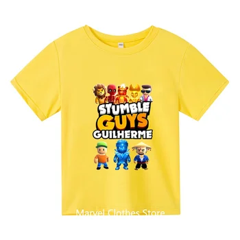 Футболка Stumble Guys Для Детей, Рубашка Harajuku Для мальчиков И девочек, Забавные футболки с героями мультфильмов, Среда, Stumble Guys, Детская одежда