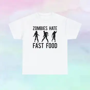 Футболка Zombies Hate Fast Food Funny Halloween S-5XL с длинными рукавами