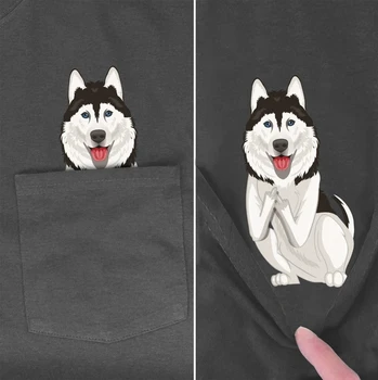 Футболка модного бренда, летняя футболка с карманным принтом забавной собаки, мужские и женские рубашки, топы в стиле хип-хоп, черные хлопковые футболки в стиле тис-1