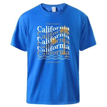 Футболка с принтом California West Coast Surf Club для мужчин, повседневные модные футболки, хлопковая дышащая одежда, крутая идеальная футболка