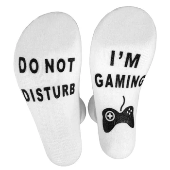 Хлопковые носки с забавными надписями для мужчин и женщин Не мешают играм, чулочно-носочные изделия из жаккардовых тюбиков с буквенным принтом.