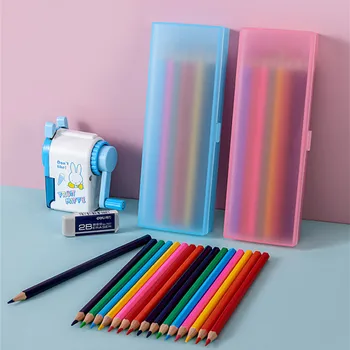 Цветной карандаш для детей, набор канцелярских принадлежностей для девочек и мальчиков, 8 цветов, цветные карандаши с граффити, пенал, детская художественная раскраска для рисования