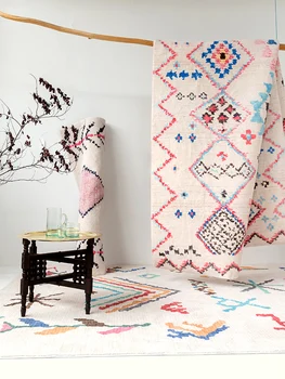 Цветные ковры Morocco Ins Современные ковры для гостиной Винтажный американский диван Журнальный столик Легкий роскошный Большой ковер для спальни