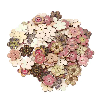 Цветочные Пуговицы для рукоделия- 100шт Изысканная деревянная Пуговица для одежды, аксессуар для декора в виде цветка