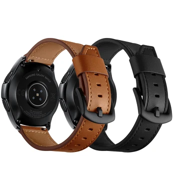 Черная Металлическая Застежка Кожаный Ремешок Для Samsung Galaxy Watch Active 2 44мм 40мм/Galaxy 46мм 42мм/Gear Sport S3 Ремешок Для Часов