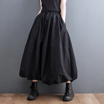Черные летние осенние юбки в Японском стиле С высокой талией Свободные Весенние повседневные юбки Уличная мода Шикарное бальное платье для девочек Юбки Миди