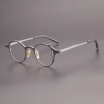 Чистый титан литературная круглая оправа мужские очки Лучшие оптические очки Ручной работы ретро 0074 Японский стиль женская оправа для очков