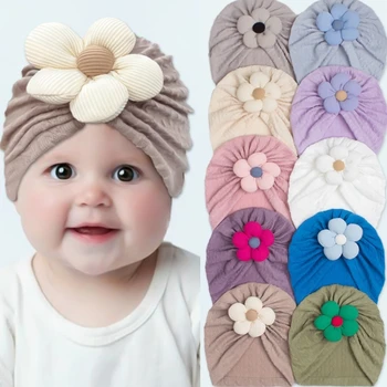 Шапочка для малышей с цветочным узором из дышащей ткани, детская Шапочка, детская шапочка, удобная эластичная шапочка, теплая шапочка для холодной погоды