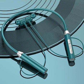Шейные беспроводные Bluetooth-наушники TWS 9D, стереонаушники объемного звучания, Магнитная спортивная гарнитура с шейным ободком, наушники-вкладыши с микрофоном, подвешиваемые на шею