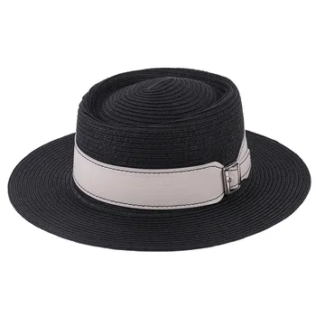 Шляпа женская летняя соломенная шляпа для пикника для девочек с широким стежковым поясом, солнцезащитная шляпа для пляжного отдыха, модная панама-цилиндр оптом