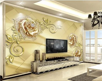 изготовленные на заказ фотообои 3D трехмерные роскошные украшения с золотым цветком, ТВ-фон, стена, 3D обои tapeta