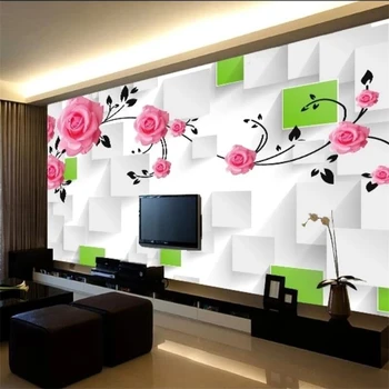 обои wellyu на заказ 3D фрески гостиная розовая коробка ТВ фоновая стена спальня ресторан магазин одежды фрески 3D обои